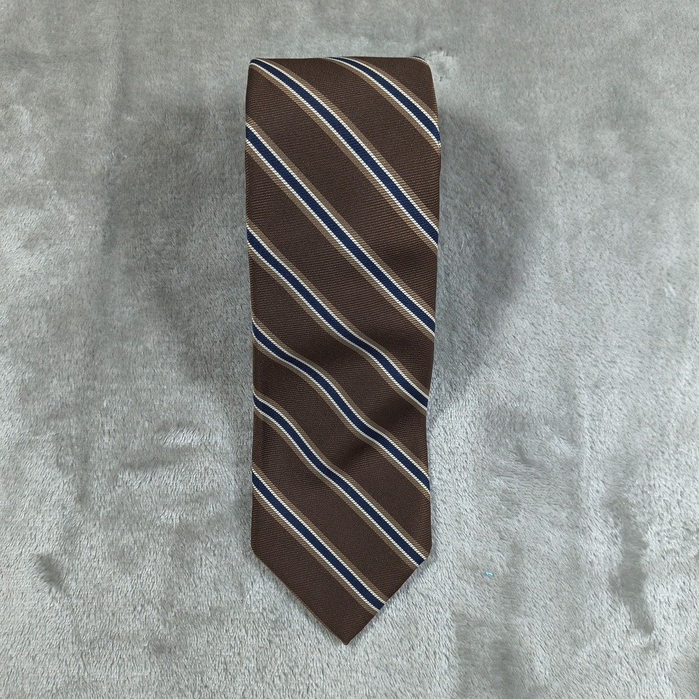 Vintage Givenchy Tie Mens 55.5x3 Brow Blue Striped Made In France